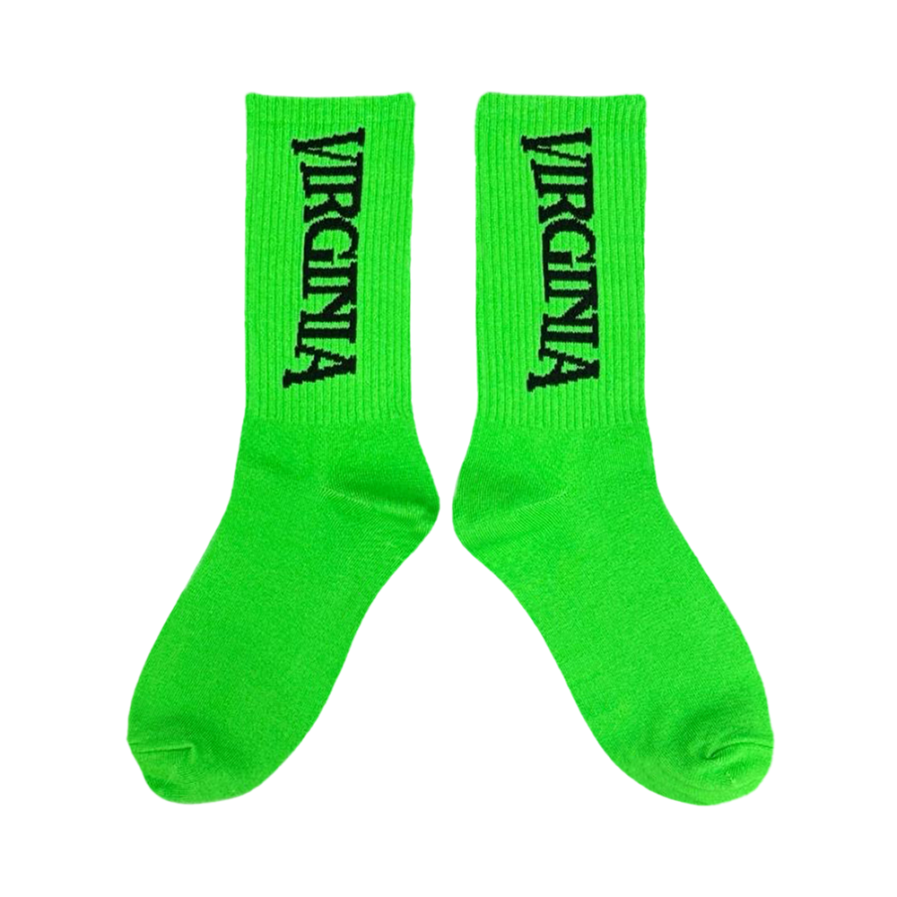 VIRGINIA LOGO SOCKS (NEON GREEN/BLACK)