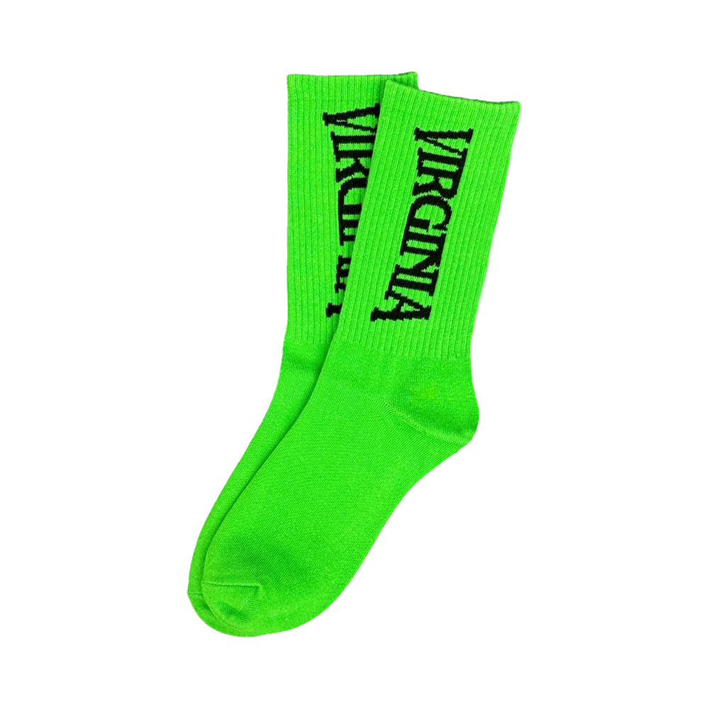 VIRGINIA LOGO SOCKS (NEON GREEN/BLACK) - Image 2